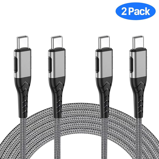 Durcord 2Pack 10ft USB C Charger Cable - 100W Fast Charging for Android/Phone/Pad, Type C to Type C Compatible with iPhone 17/16/15 Pro Plus Max
