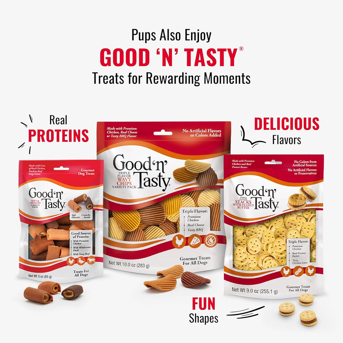 Good ‘n’ Fun Triple Flavor Kabobs Chews for All Dogs, 24 Ounces, Treat Your Dog to Chews Made from Beef Hide, Real Chicken, Pork Hide, Duck and