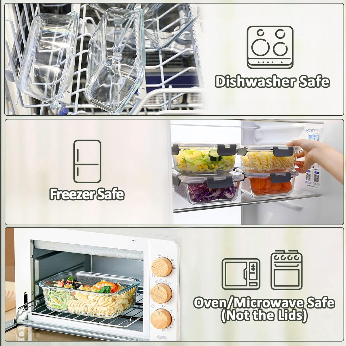 M MCIRCO [8-Pack,30 oz] Glass Meal Prep Containers,Glass Food Storage Containers,Airtight Glass lunch Containers with Lids - Microwave, Oven, Freezer