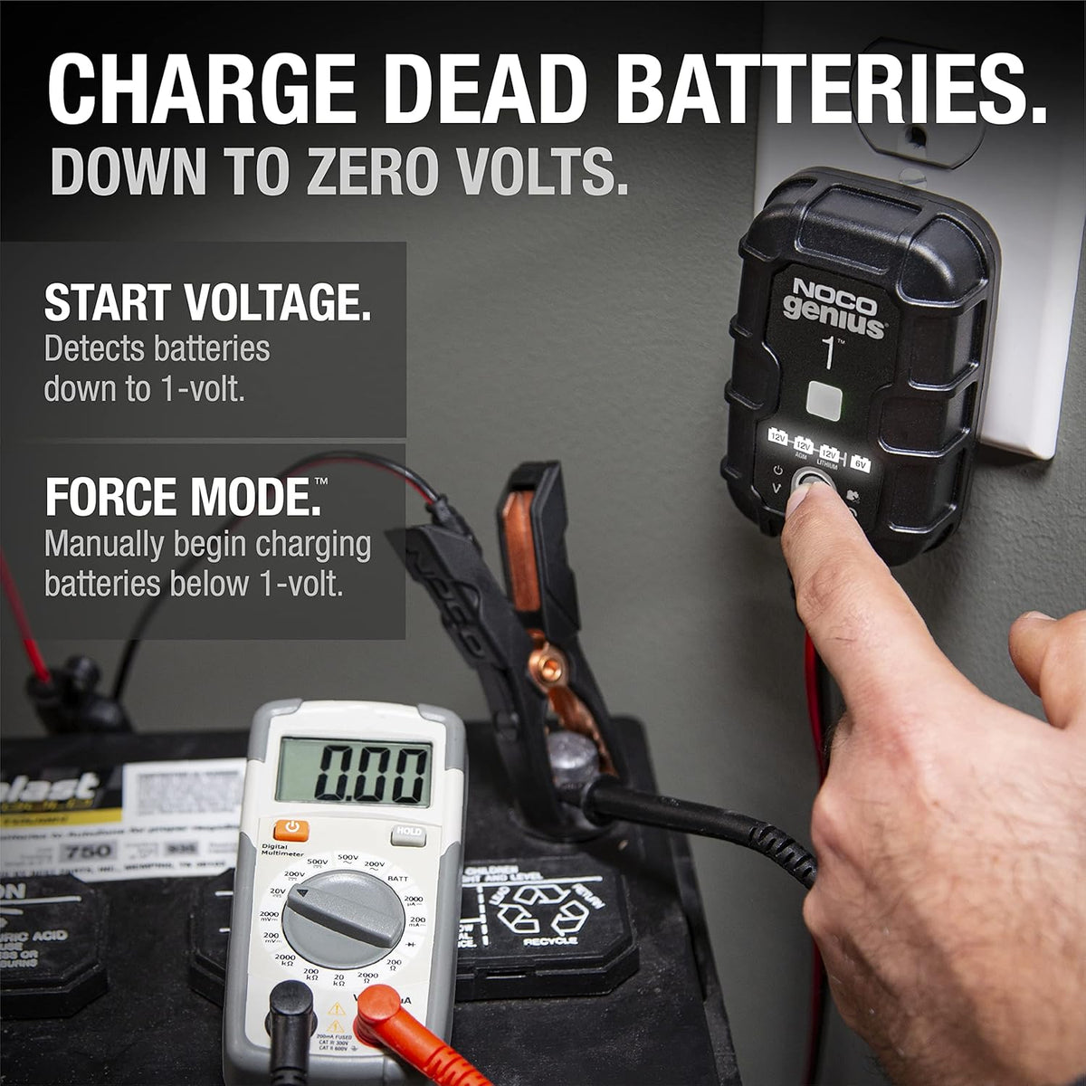 NOCO GENIUS1: 1A 6V/12V Smart Battery Charger – Automatic Maintainer, Trickle Charger & Desulfator with Overcharge Protection & Temperature