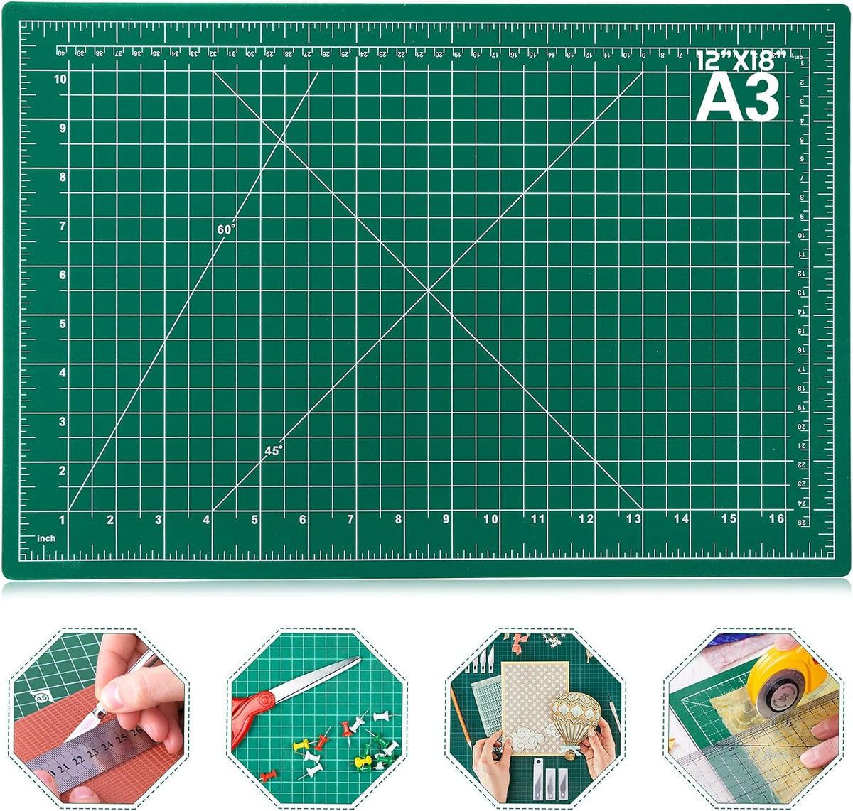 anezus Self Healing Sewing Mat, 12inch x 18inch Rotary Cutting Mat Double Sided 5-Ply Craft Cutting Board for Sewing Crafts Hobby Fabric Precision