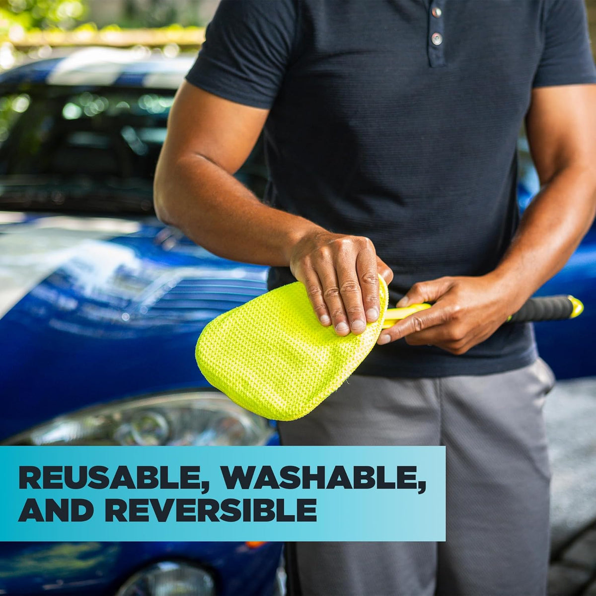 Invisible Glass 95160 Reach & Clean Glass Windshield Cleaner Tool Kit With Extendable Handle, (2) Reusable Quick Change Microfibers, and Storage Bag