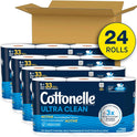 Cottonelle Ultra Comfort Toilet Paper with Cushiony CleaningRipples Texture, Strong Bath Tissue, 24 Family Mega Rolls = 108 Regular Rolls (4 Packs of