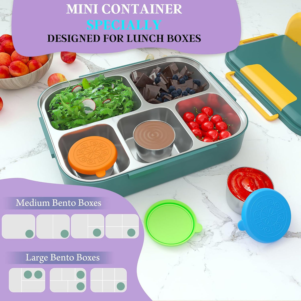 6x1.6 Oz Salad Dressing Containers With Lids, Small Leakproof Reusable Stainless Steel Salad Dressing Container To Go For Lunch Boxes,Sauce