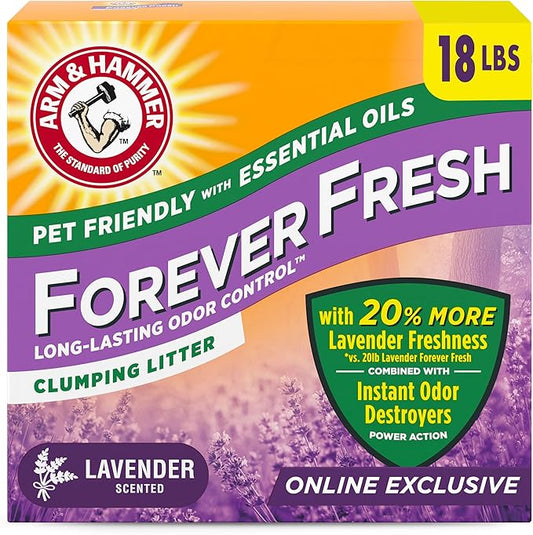 Arm & Hammer Forever Fresh Clumping Cat Litter Lavender, MultiCat 18lb With 20% More Lavender Freshness, Pet Friendly With Essential Oils
