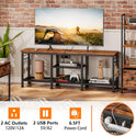 Furologee TV Stand with Power Outlets, Entertainment Center with Open Storage Shelves for TVs up to 55 Inch, Media Console Table with Soundbar Shelf