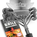 Grill Brush and Scraper Bristle Free – Safe BBQ Brush for Grill – 18'' Stainless Grill Grate Cleaner - Safe Grill Accessories for Porcelain/Weber