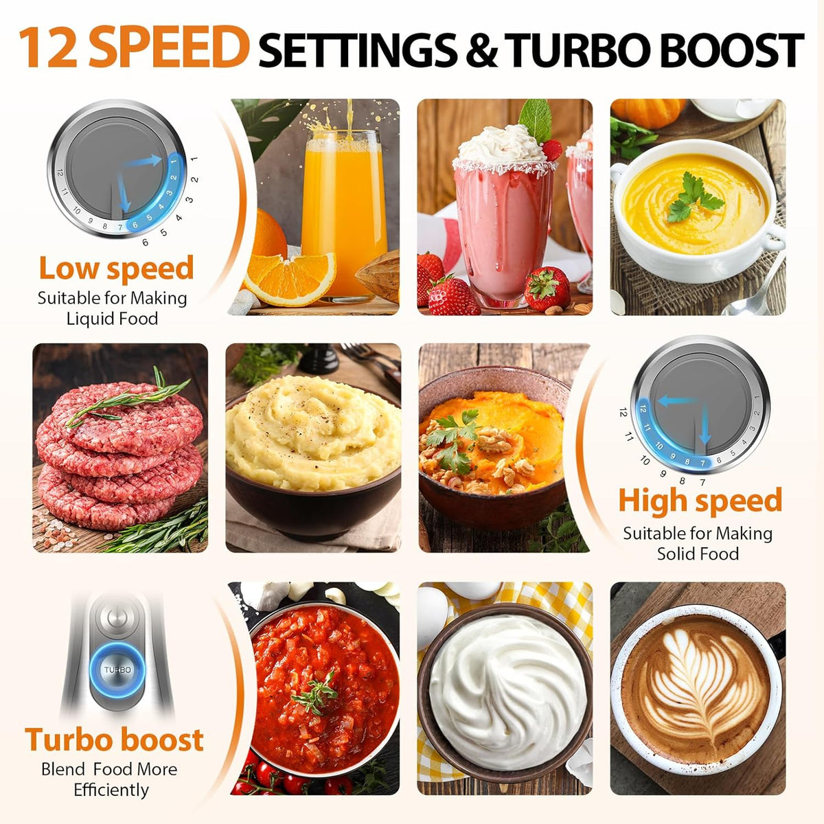 KOIOS Immersion Blender, 1000W Anti-scratch 3-in-1 Hand Blender, Upgraded 12 Speed Stainless Steel Blade Stick Blenders with Turbo Mode, Whisk and