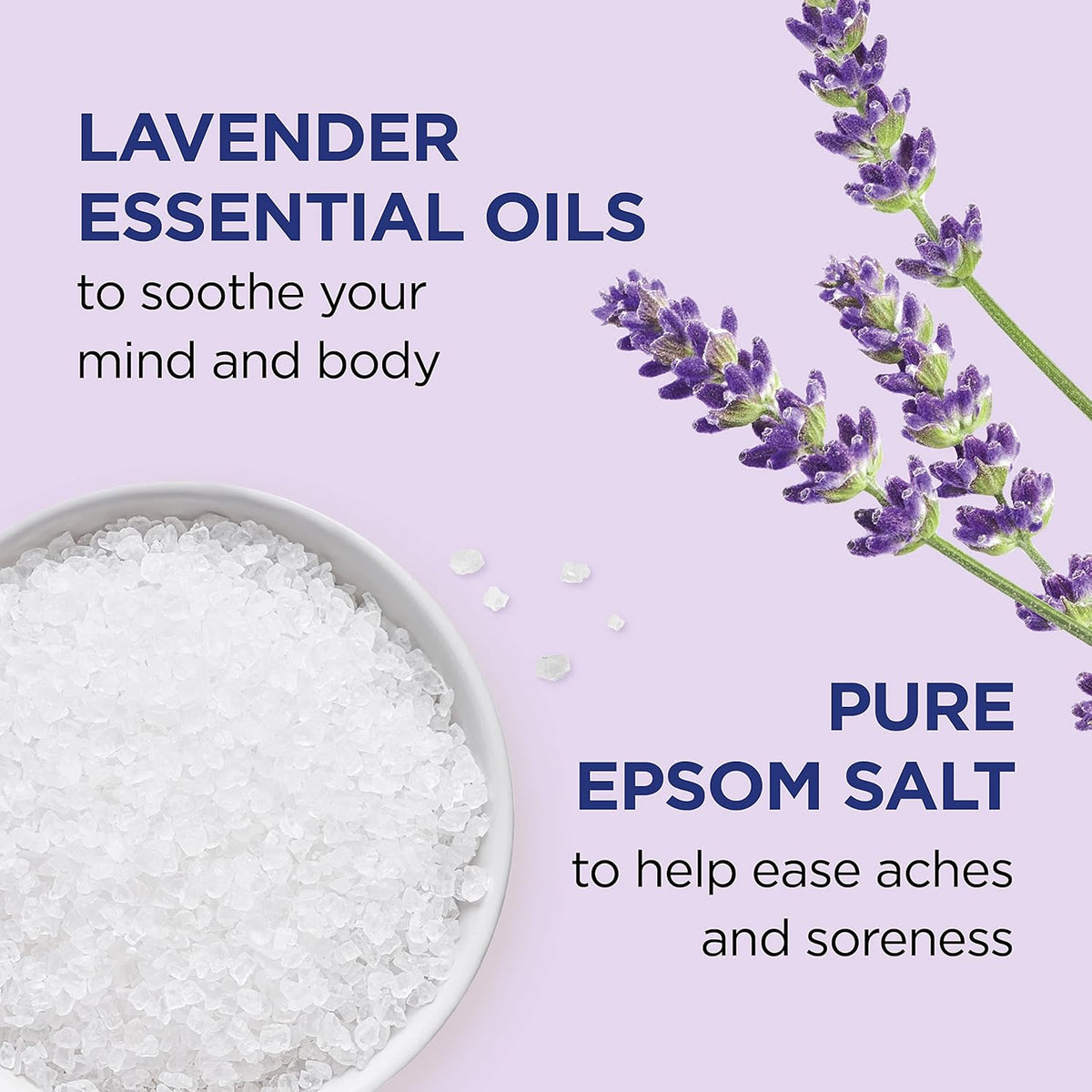 Dr Teal's Pure Epsom Magnesium Salt Soak, Soothe & Sleep with Lavender, 3 lb (Pack of 4)