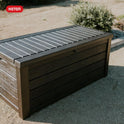 Keter Westwood 150 Gallon Deck Box Organizer, Doubles as 2-Person Bench Seat, Brown – Large Resin Outdoor Storage and Seating with Lockable Lid for