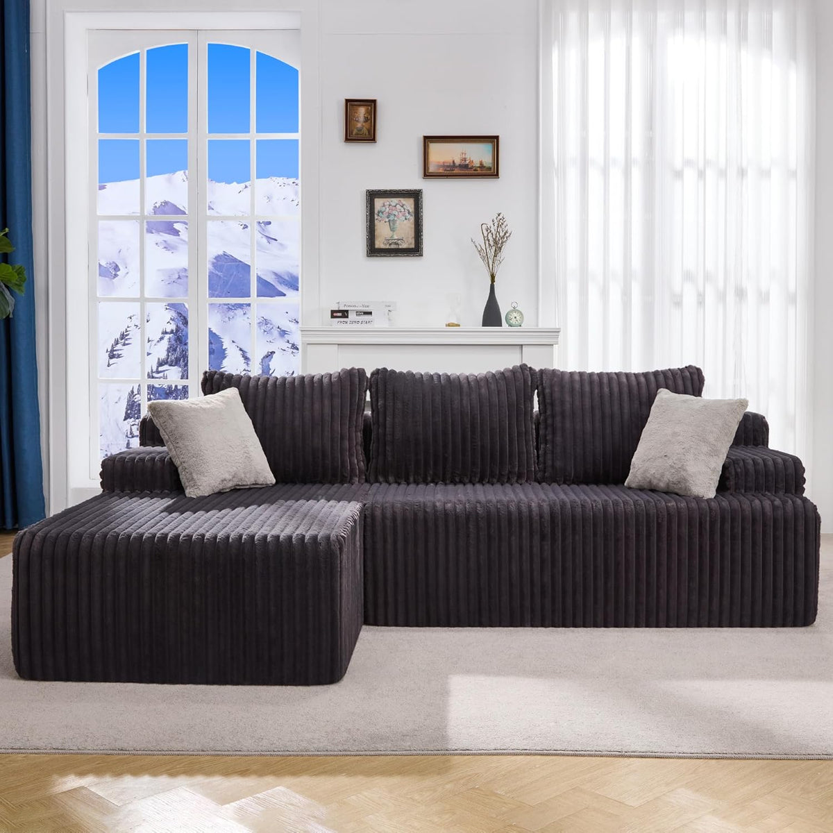 Hobestluk 96“ Modular Sectional Sofa Couches L-Shape Couch 3 Seat Modular Sofa Memory Foam Sectional Couches for Living Room, Cloud Couch with