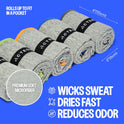 Acteon Microfiber Gym Towels 5 Pack, Quick Dry Silver ION Odor-Free Sweat Towel, Super Absorbent Fast Drying for Men & Women, Workout, Yoga, Running