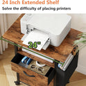 GYIIYUO 2 Drawer File Cabinet with 24'' Extended Desktop, Mobile Filing Cabinet, Rolling File Cabinet with Side Bag, Fabric Drawer, Fits A4/Letter