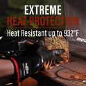 RAPICCA 932°F Heat Resistant BBQ Grill Gloves: Oil Resistant Waterproof for Smoking Grilling Cooking Barbecue Deep Frying Turkey Rotisserie Handling