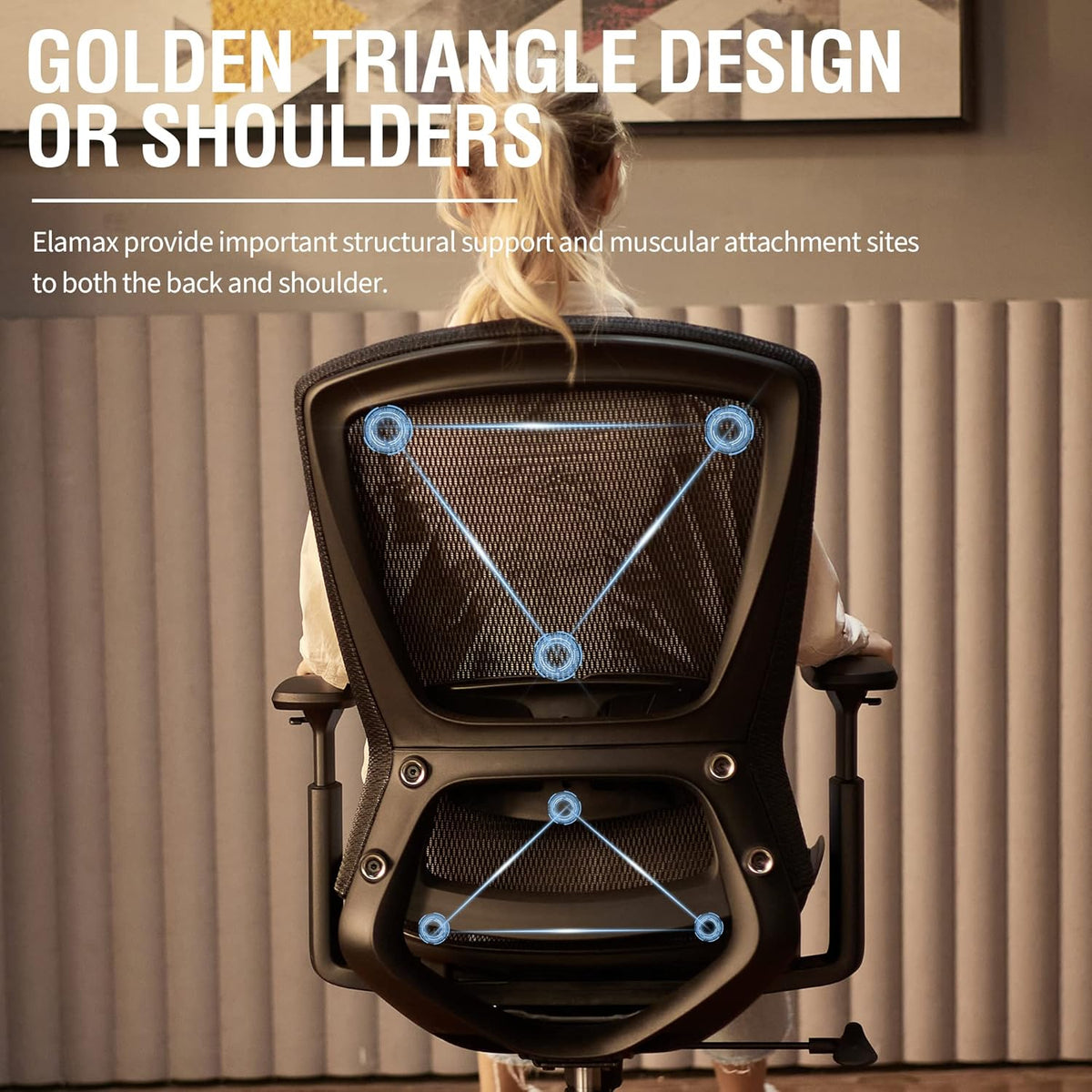 ELABEST Mesh Office Chair,Ergonomic Computer Desk Chair,Sturdy Task Chair- Adjustable Lumbar Support & Armrests,Tilt Function,Comfort Wide