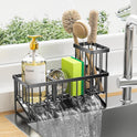 Cisily Kitchen Sink Caddy Organzier with High Brush Holder, Sponge Holder for Sink, 304 Rustproof Stainless, Kitchen Countertop Soap Dispenser
