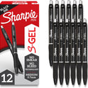 Sharpie S-Gel Gel Pens, Black Barrel, Medium Point (0.7mm), Black Gel Ink Pens, 12 Count - Home, Office, School, Journaling, Writing, Note-Taking