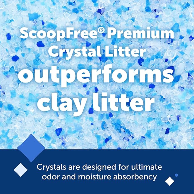 PetSafe ScoopFree Premium Crystal Cat Litter - Outperforms Clay Litter - Less Tracking, Dust for A Fresh Home - Non-Clumping - Two 4.3 lb Bags of