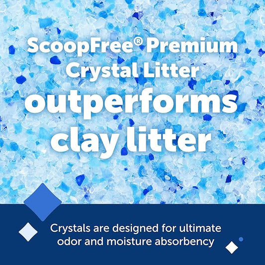PetSafe ScoopFree Premium Crystal Cat Litter - Outperforms Clay Litter - Less Tracking, Dust for A Fresh Home - Non-Clumping - Two 4.3 lb Bags of