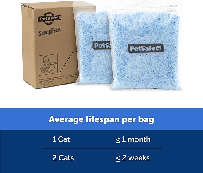 PetSafe ScoopFree Premium Crystal Cat Litter - Outperforms Clay Litter - Less Tracking, Dust for A Fresh Home - Non-Clumping - Two 4.3 lb Bags of