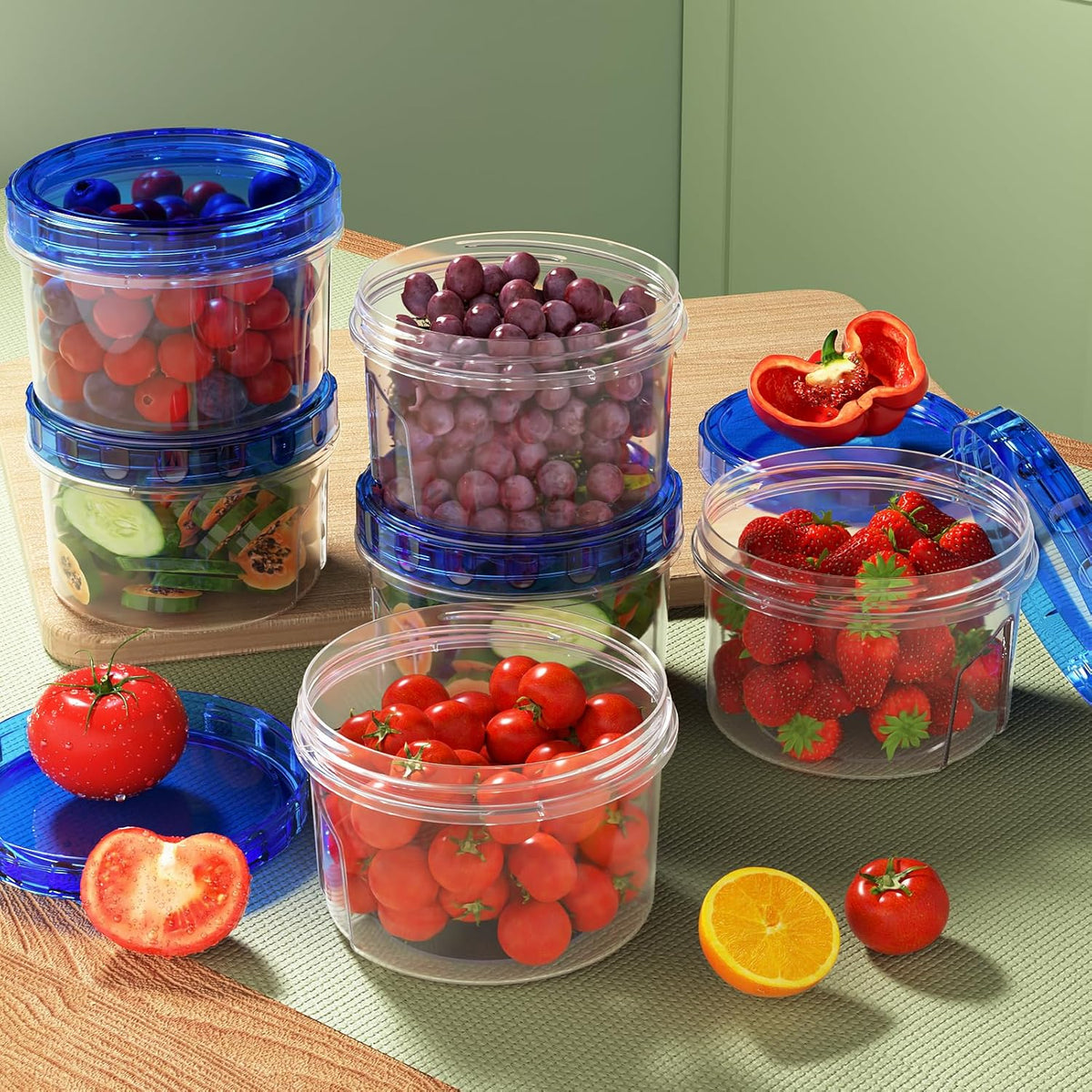Freezer Storage Containers, [6 Pack-16 Oz] Airtight Plastic Food Storage Containers with Twist Top Lids, Soup, Meal Prep Containers | BPA Free