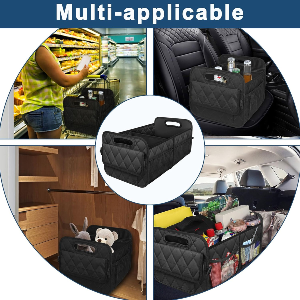 Deosk Car Trunk Organizer for SUV, Car Organizers and Storage with 6 Pocket, Car Accessories for Women/Men 50LWaterproof Polyester Trunk Organizer