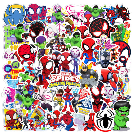 50pcs Cartoon Spider-Man Stickers for Kids,Lovely Hero and His Amazing Friends Vinyl Waterproof Decal for Water Bottle Laptop Toy Sticker for DIY