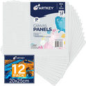Artkey Canvases for Painting 8x10 Inch 12-Pack, 10 oz Primed 100% Cotton White Blank Canvas Boards for Painting, Art Supplies Paint Canvas Panels for