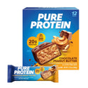 Pure Protein Chocolate Peanut Butter Protein Bars – 20g Protein, 3g Sugar, 190 Calories (12 count) Low Sugar* High Protein Snack - Gluten Free