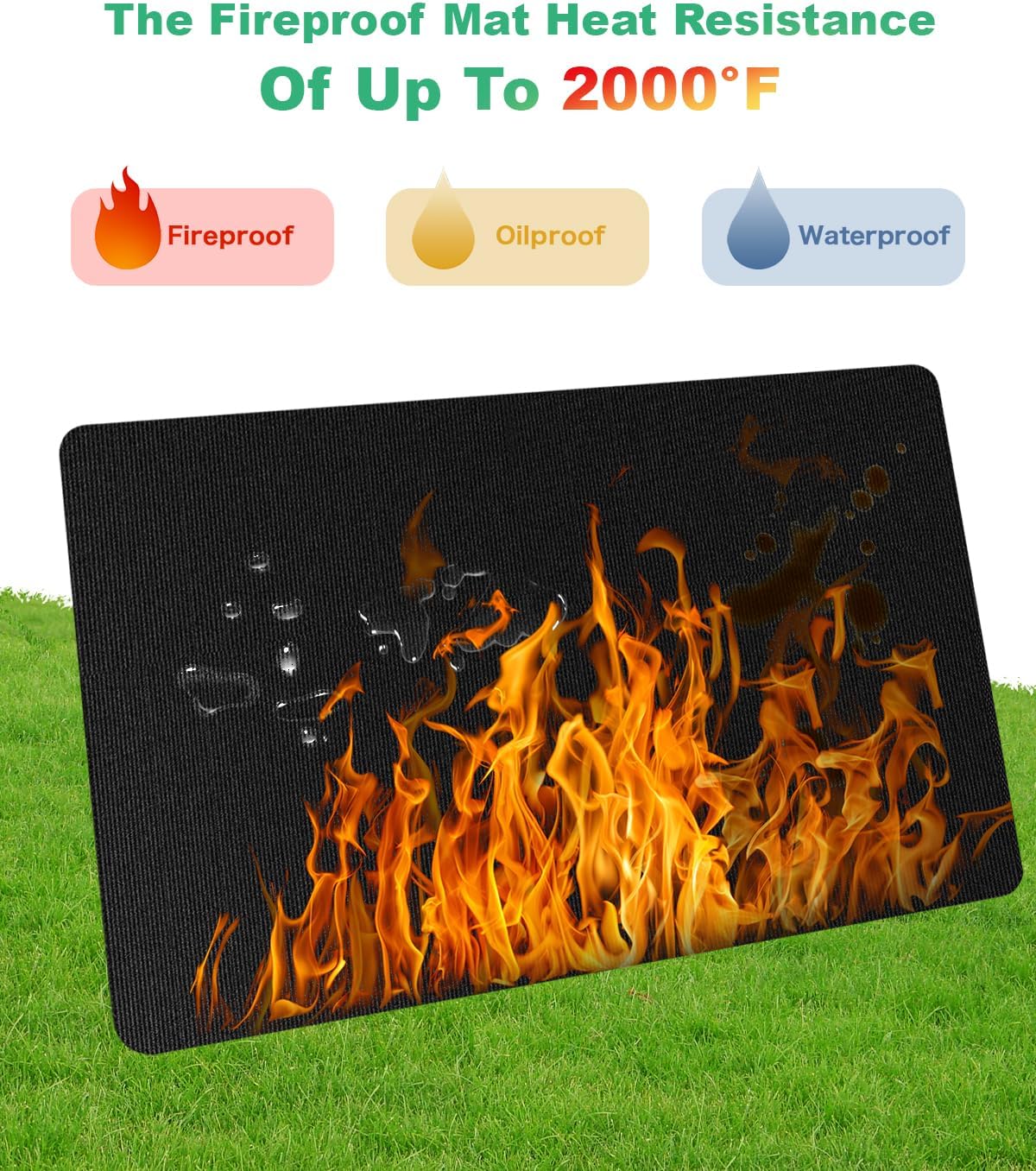 Large 76 x 52 inches Under Grill Mats for Outdoor Grill | Double-Sided Fireproof | Waterproof | Oil-Proof | Easy to Clean | Indoor Fireplace/Fire Pit