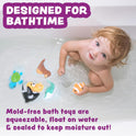 Tub Works® Marine™ Mold Free Bath Toys, 6 Pack | Sealed, No Hole Bath Toys Design Keeps Moisture Out | Soft, Squeezable & Float on Water | Easy-Grip