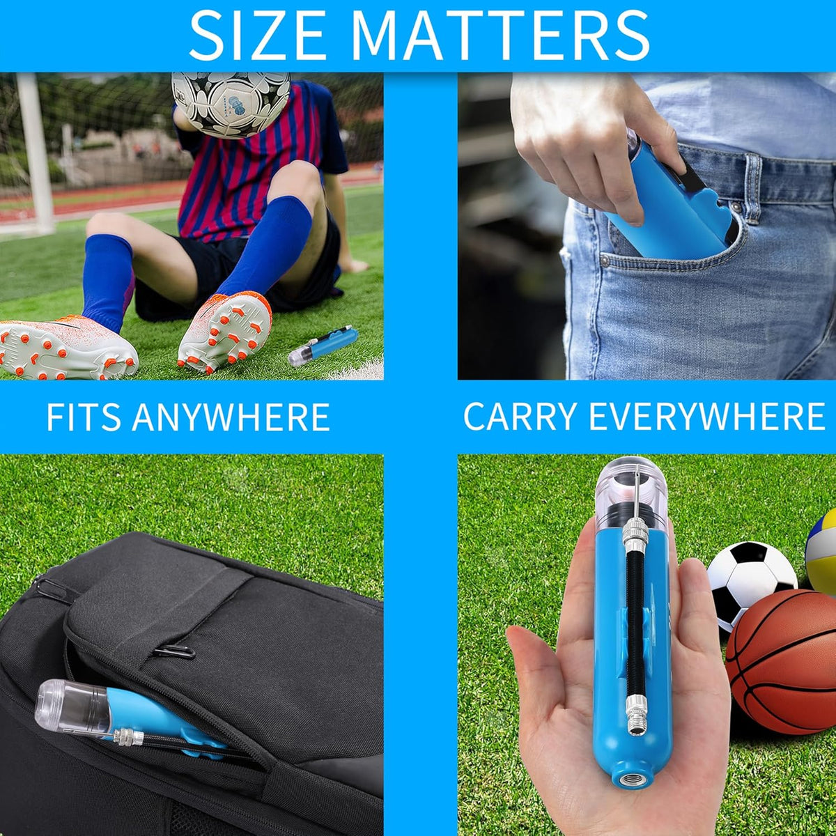 Sports Ball Pump Kit - Portable Air Pump Two-Way Dual Action Inflatable Perfect for Basketballs, Soccer Balls and More - Professional Hand Pump Kit