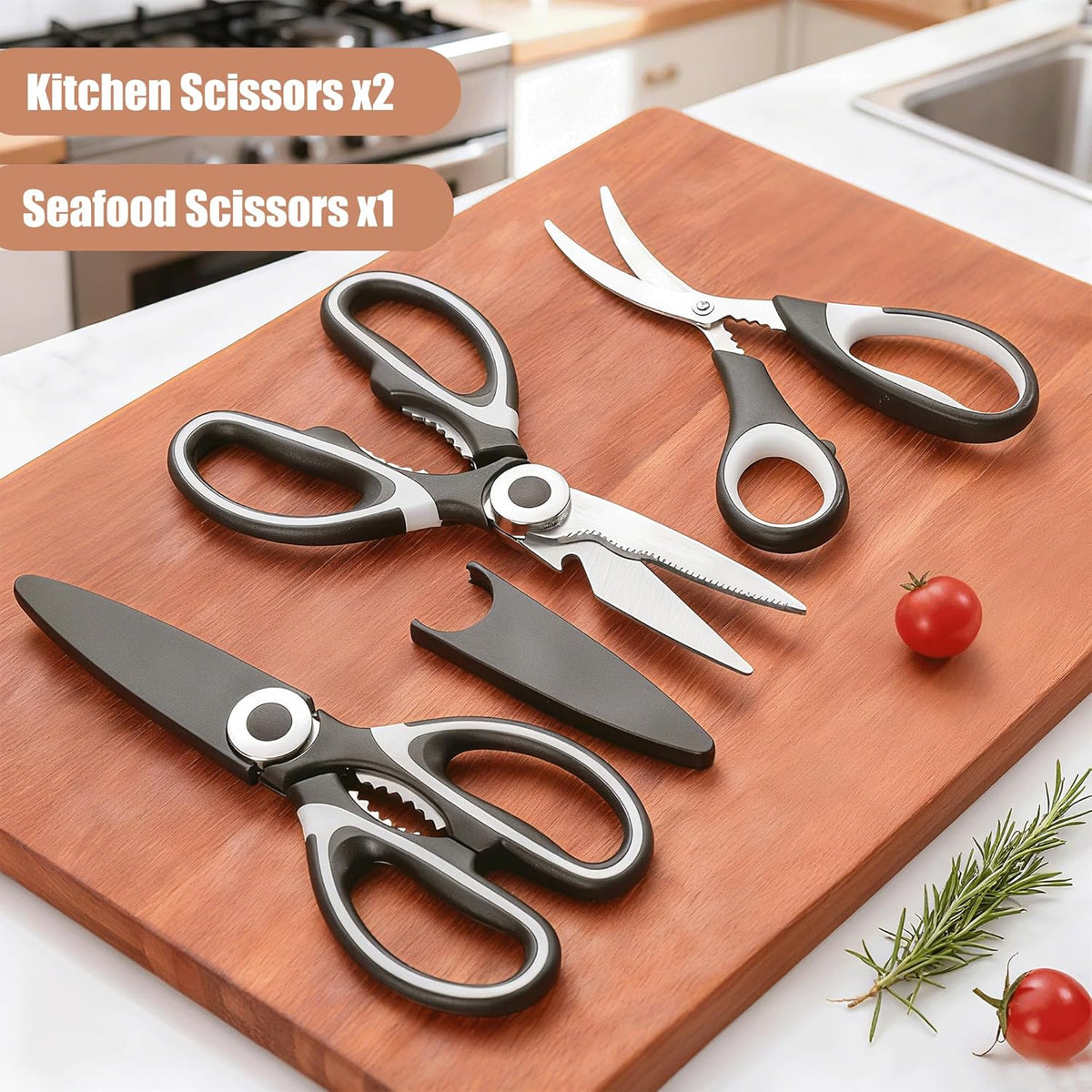 Food Grade Kitchen Scissors All Purpose 3 Pack - Heavy Duty Stainless Steel Cooking Shears for Cutting Meat, Food, Fish, Poultry Sharp Sissors for