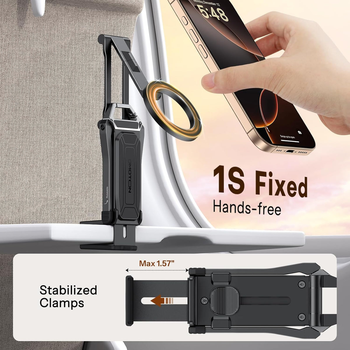 OMOTON TP02 360°Rotating for MagSafe Tripod, Adjustable Aluminum Magnetic Phone Tripod for iPhone 17/16/15/14 Pro Max Air, Foldable Cell Phone Stand