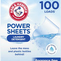 ARM & HAMMER Power Sheets Laundry Detergent, Fragrance Free, Dermatologist Tested Concentrated Laundry Detergent Sheets, 50 Count, up to 100 Small