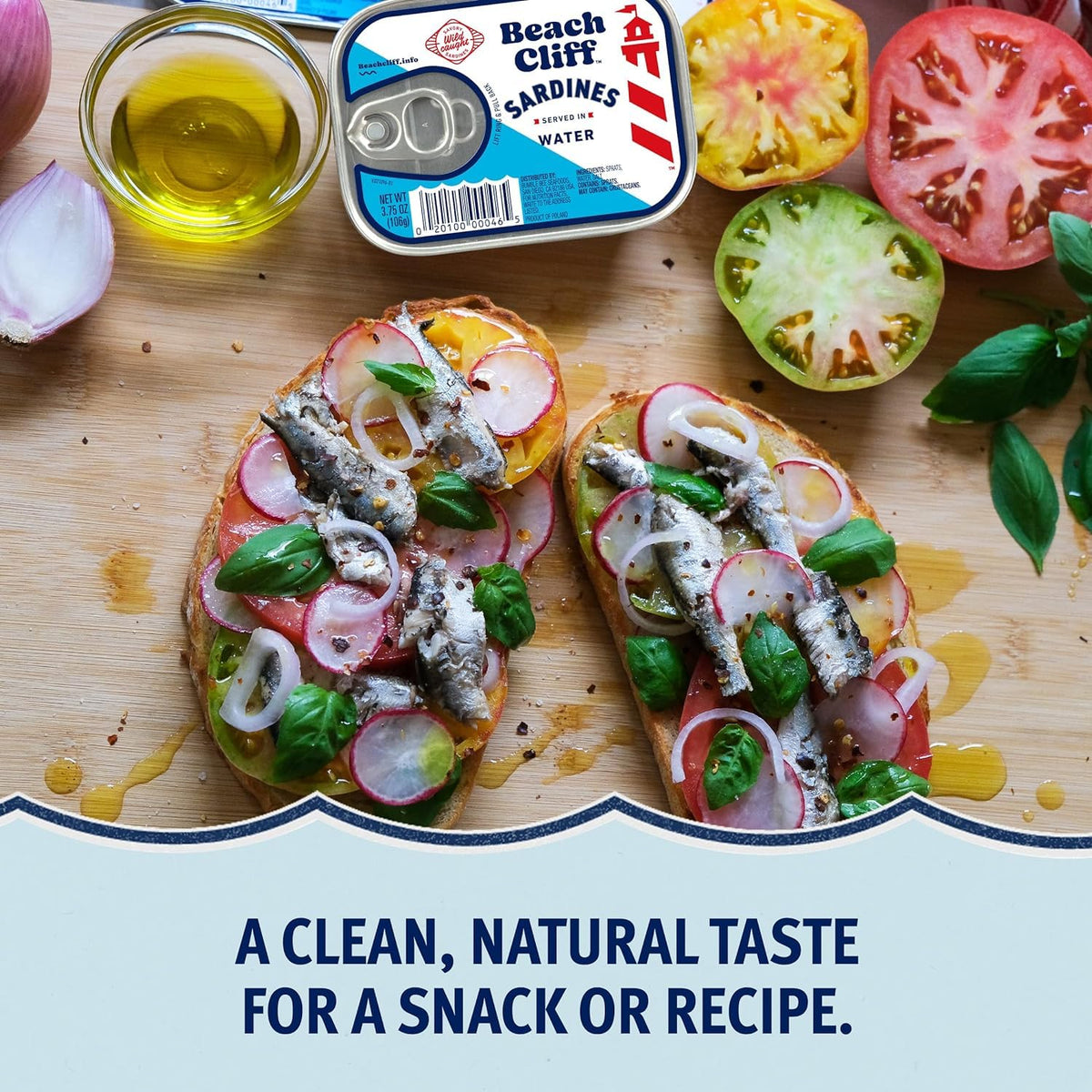 Beach Cliff Sardines in Water, 3.75 oz Can (Pack of 12) - Wild Caught Sardines - 12g Protein per Serving - Gluten Free, Keto Friendly