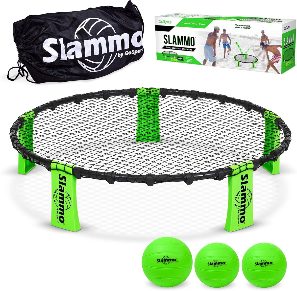 GoSports Slammo Game Set (Includes 3 Balls, Carrying Case and Rules) - Outdoor Lawn, Beach & Tailgating Roundnet Game