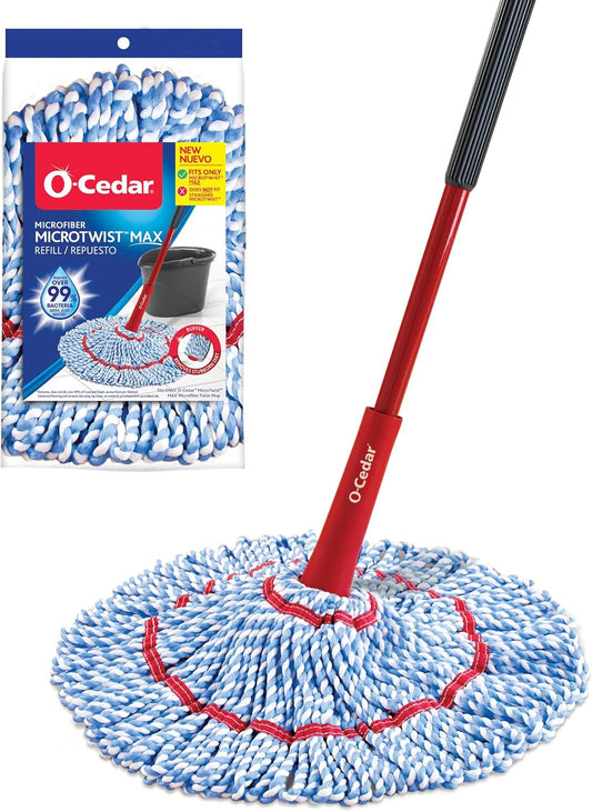 O-Cedar MicroTwist MAX Microfiber Twist Mop with 1 Extra Refill | Features Hands-Free Wringing | Extra Large 18-Inch Mop Head | Safe on All Floor