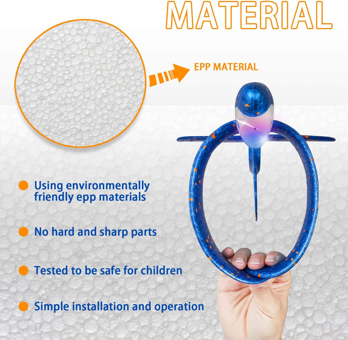 2 Pack LED Light Airplane,17.5" Large Throwing 2 Flight Mode Glider Plane,Flying Toy for Kids,Gifts for 3 4 5 6 7 8 9 Years Old Boy,Outdoor Sport