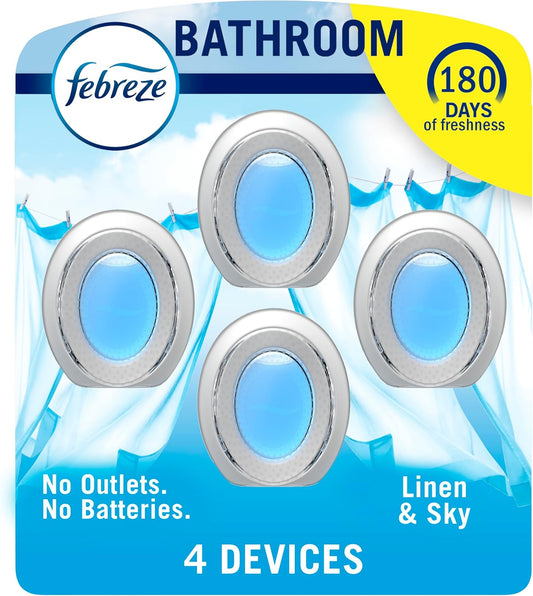 Febreze Bathroom Air Freshener, Odor-Fighting, Plug In Alternative, Air Fresheners for Home and Bathroom and Kitchen, Closet Air Fresheners, Linen