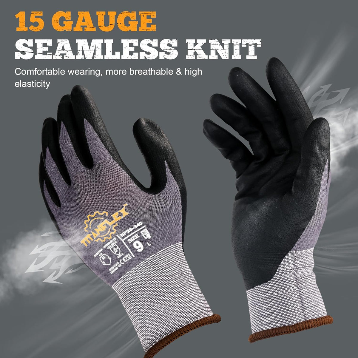 TitanFlex Work Gloves Microfoam Nitrile Coated Men Women-6 Pairs, Safety Warehouse Gloves Mens Working Glove with Grip Heavy Duty, Touchscreen