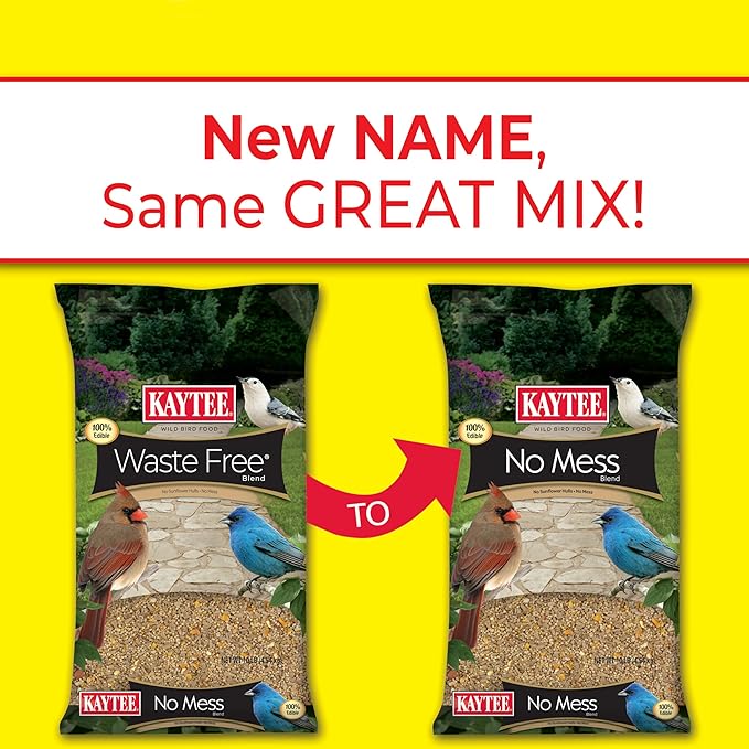 Kaytee Wild Bird (No Mess or Waste Free) Food Seed Blend For Blue Jays, Woodpeckers, Juncos, Cardinals, Grosbeaks, Sparrows, and Finches, 10 Pound