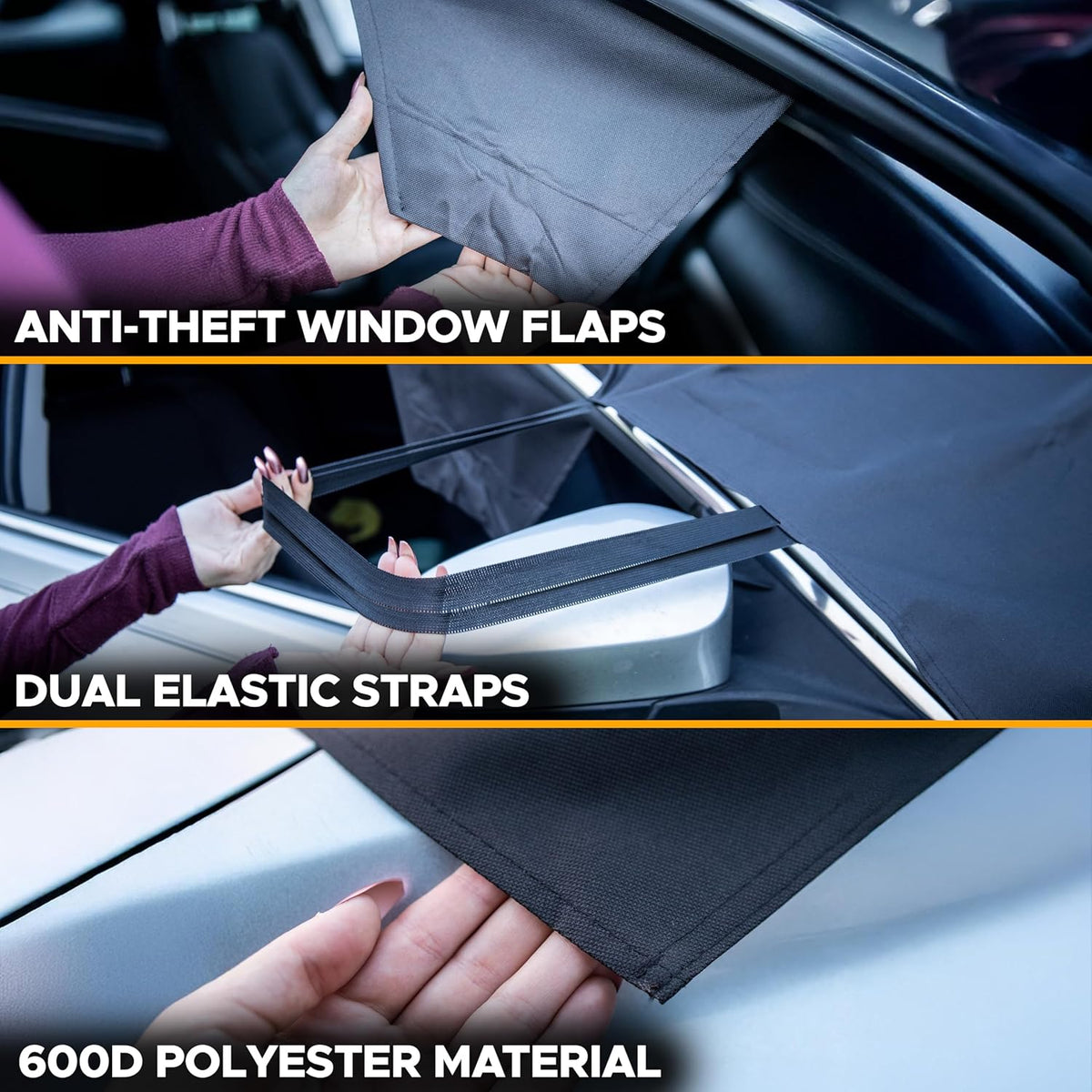 EcoNour Windshield Cover for Ice and Snow - Universal Fit for Car, SUV, Truck, Heavy Duty 600D Oxford Fabric Frost Protector for Ice & Sleet