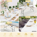 Set of 2 Folding Table 6 FT Lightweight Camping Table Portable Plastic Rectangular Outdoor Dining Table Steel Legs Fold-in-Half with Carrying Handle