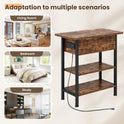 End Table with Charging Station, Flip Top Side Table with USB Ports and Outlets, 3-Tier Small Side Table with Storage for Small Space, End Tables for