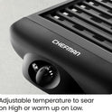 Chefman Electric Smokeless Indoor Grill w/ Non-Stick Cooking Surface & Adjustable Temperature Knob from Warm to Sear for Customized BBQing