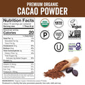 Organic Cacao Powder, Unsweetened, 1 lb (454 g) – Rich Dark Chocolate Flavor, Perfect for Baking, Smoothies & Hot Chocolate – Vegan, Keto, Paleo