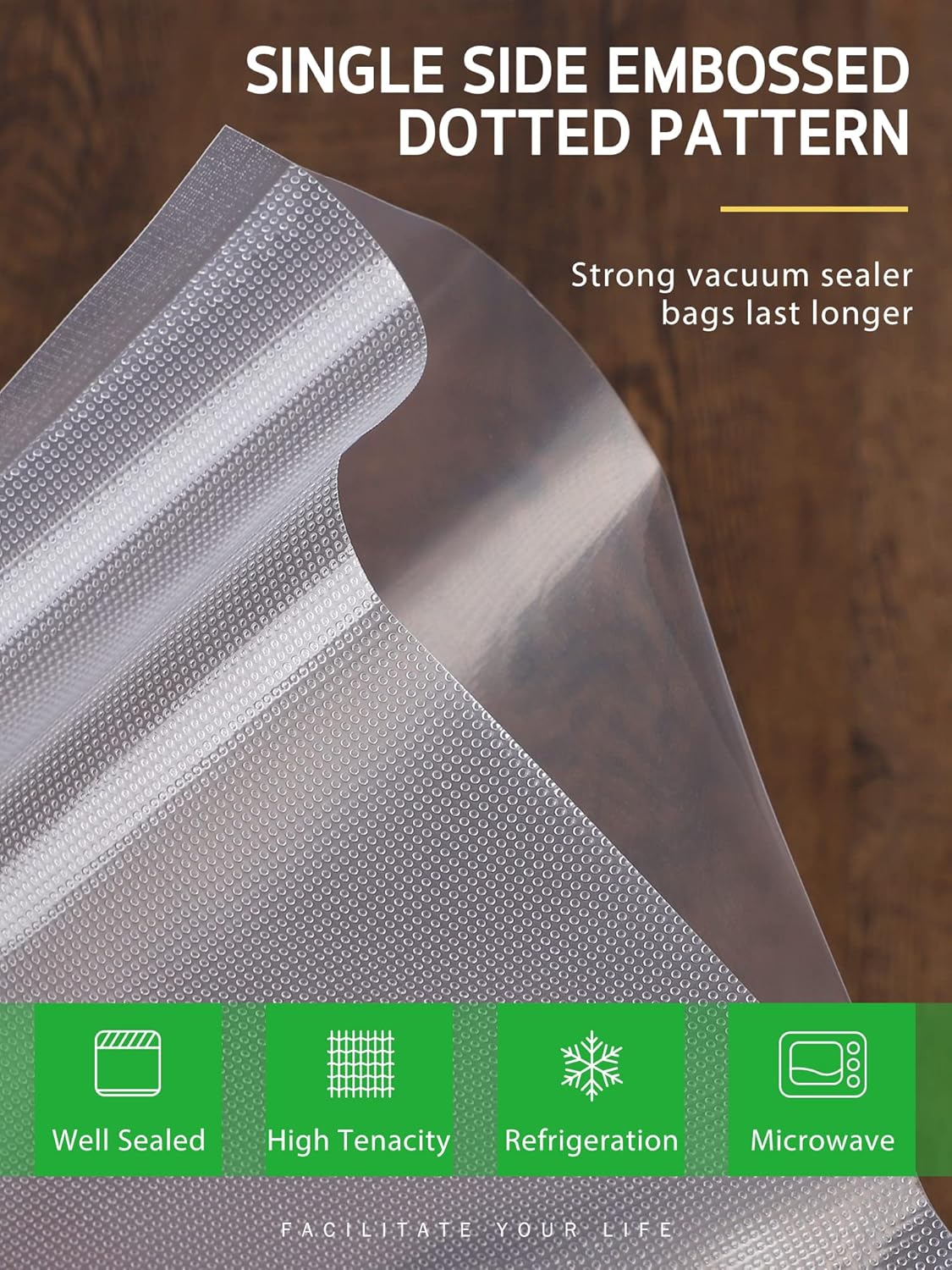 Syntus Vacuum Sealer Bags, 6 Pack 3 Rolls 11" x 20' and 3 Rolls 8" x 20' Commercial Grade BPA Free Bag Rolls, Food Vac Bags for Storage, Meal Prep or