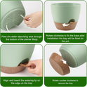 Plant Pots 10/9/8/7.5/7 Inch Self Watering Pots, Set of 5 Plastic Planters with Drainage Holes and Saucers,Plastic Flower Pots,Nursery Planting Pot