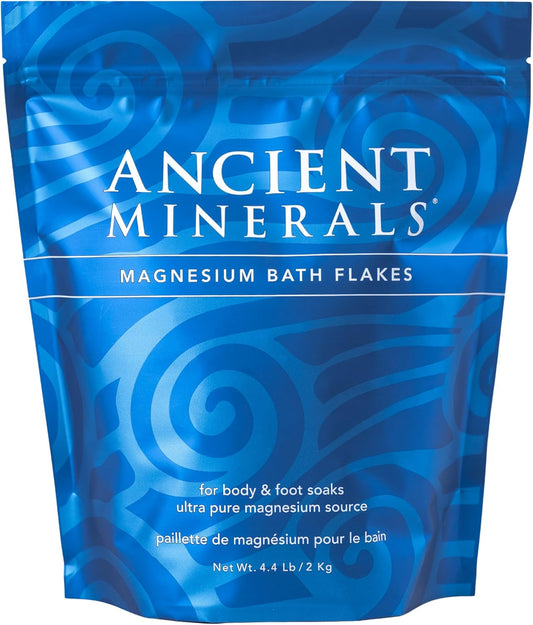 Ancient Minerals Magnesium Bath Flakes - Bathing Alternative to Epsom Salt - Soak in Natural Salts - High-Absorption Efficiency for Relaxation